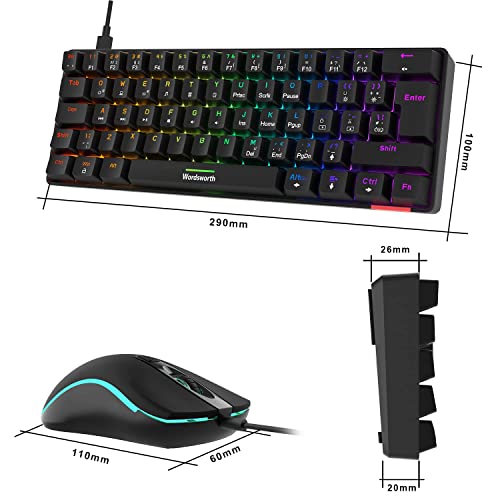 Mini-Gaming-Tastatur Anivia 60% kabelgebunden, Anti-Ghosting