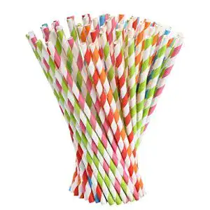 Papierstrohhalme Vicloon Strohhalme Papier, 5 Farben, 100 PCS