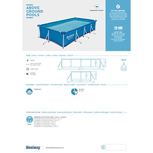 Pool eckig Bestway Steel Pro Frame Pool 400 x 211 x 81 cm, blau