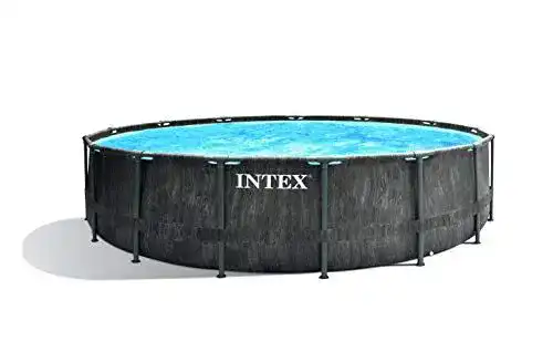 Pool rund Intex Erwachsene Premium Frame Pool Set Holzoptik