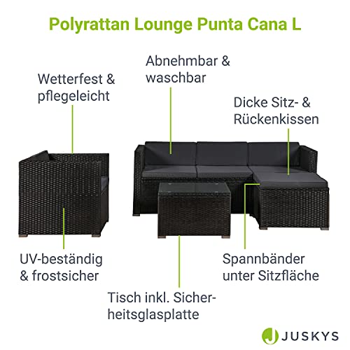 Rattan-Gartenmöbel Juskys Polyrattan Lounge Punta Cana L