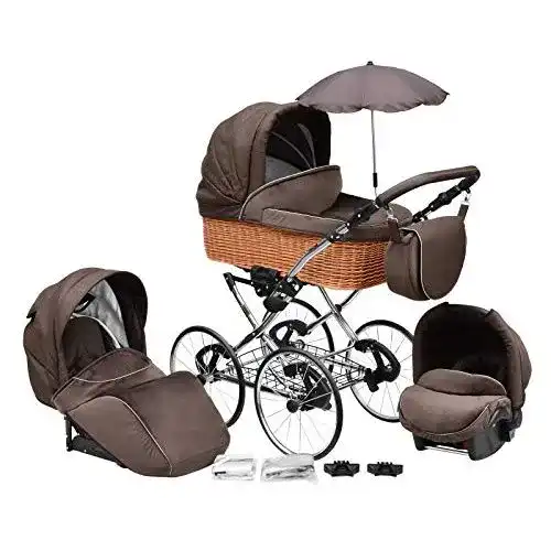 Retro-Kinderwagen Skyline Klassisch Retro Stil Wicker LUX