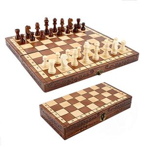Schachkassette Syrace Schachbrett aus Holz, zusammenklappbar