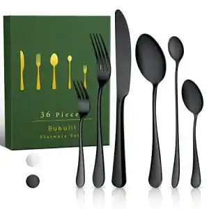 Schwarzes Besteck Bubulii 36PCS Besteck Set Schwarz
