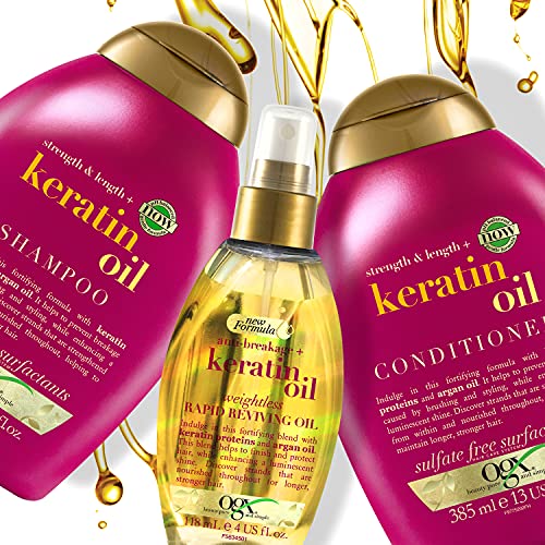 Shampoo gegen Haarbruch OGX  Strength & Length + Keratin Oil
