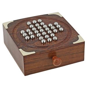 Solitär-Brettspiel Ajuny Handmade Wooden Classic Solitaire