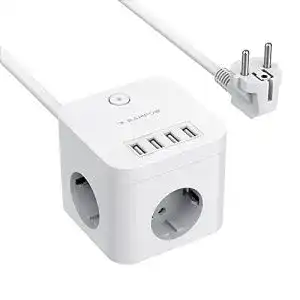 Steckdosenwürfel RAMPOW mit USB und Schalter