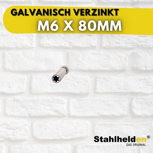 Stockschrauben Stahlhelden ® M6 mit Fischer Dübel 6x80mm