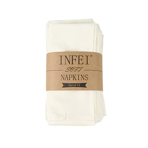 Stoffservietten INFEI weich Leinen Baumwolle, 12 Stück