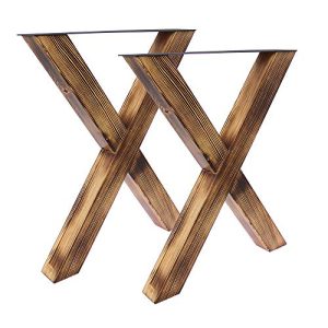 Tischbeine (Holz) Bentatec 2 Stück Tischgestell Holz geflammt X