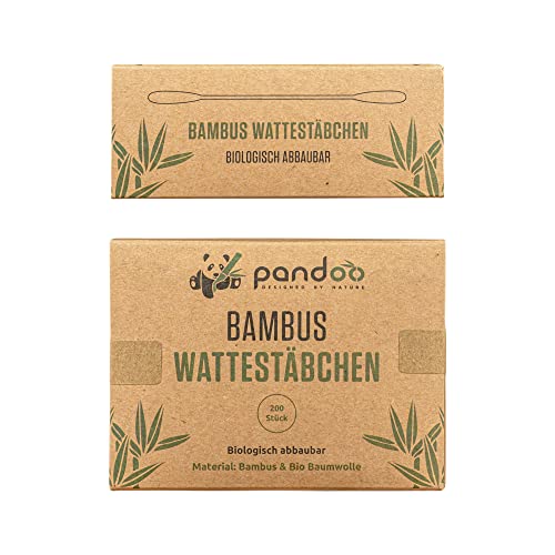 Wattestäbchen pandoo 4er Pack plastikfreie Bambus 800 Stück