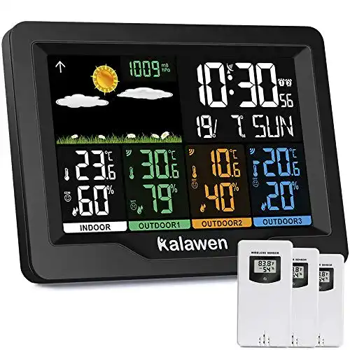 Wetterstation mit 3 Außensensoren Kalawen Innen und Außen
