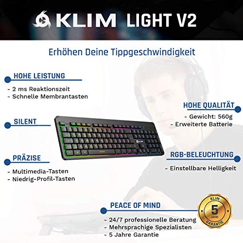Wireless-Gaming-Tastatur KLIM Light V2 Gaming Tastatur Kabellos