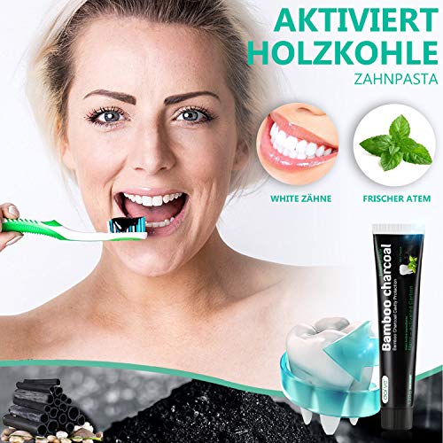 Zahnpasta für Weiße Zähne JXJFOZ Aktivkohle Zahnpasta, 2 Stück