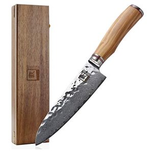 Zayiko knife zayiko Olive damask knife Santoku 17,50cm