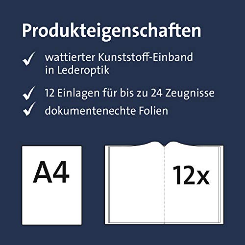 Zeugnismappe ROTH Dunkelblau mit 12 A4 Klarsichthüllen
