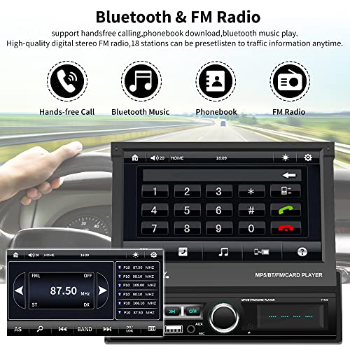 Autoradio-1-DIN-mit-Bildschirm Hikity mit 7 Zoll Bildschirm