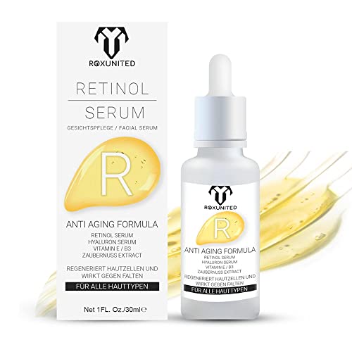 Die beste roxunited retinol serum hochdosiert vergleichssieger hochkonzentriert serum gesicht anti aging vitamin c vegan hyaluronsaeure gegen falten natur augenringe 30 ml Bestsleller kaufen