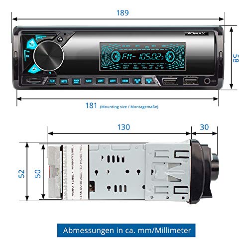 Xomax-Autoradio XOMAX XM-R278, FM RDS, Bluetooth, USB, SD