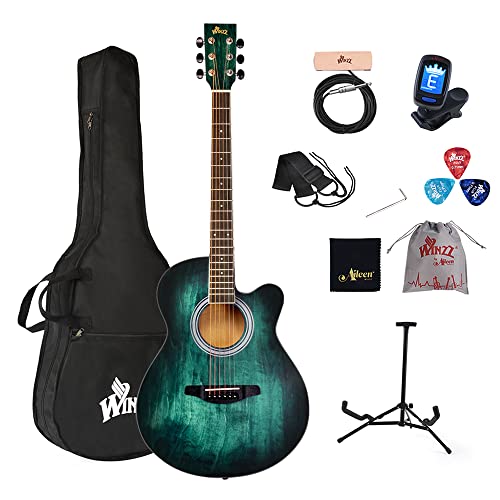 Die beste anfaenger gitarre winzz akustikgitarre blau gruen westerngitarre Bestsleller kaufen