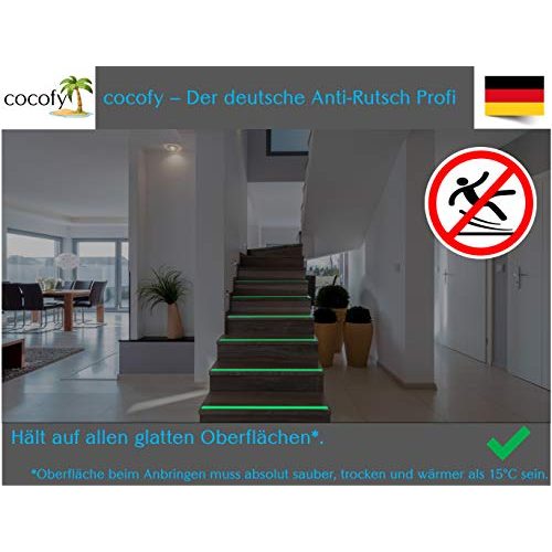 Antirutschstreifen Treppe cocofy Fluoreszierend, XXL 75×3 cm