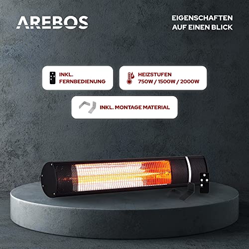 Arebos-Heizstrahler Arebos 2.000 W Infrarot Heizstrahler Schwarz