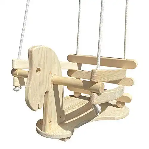 Babyschaukel outdoor GICO Pferdeschaukel Gitterschaukel Holz