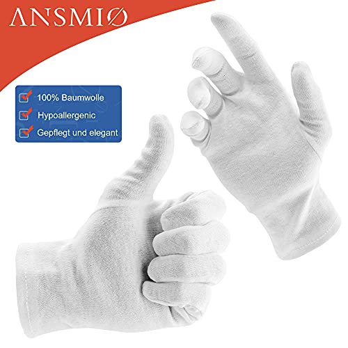 Baumwollhandschuhe ANSMIO 3 Paar Stoffhandschuhe, weiß