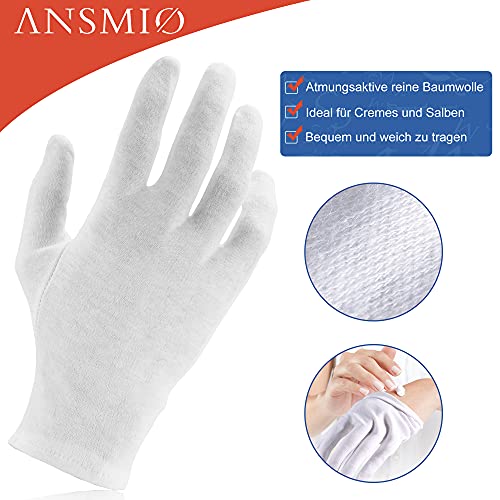 Baumwollhandschuhe ANSMIO 3 Paar Stoffhandschuhe, weiß