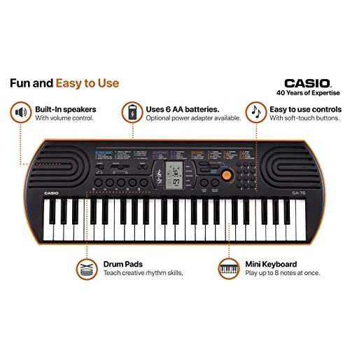 Casio-Keyboard Casio SA-76 Mini-Keyboard mit 44 Tasten