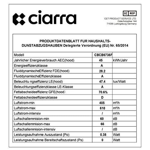 Ciarra-Dunstabzugshaube CIARRA CBCB6736F Schräghaube