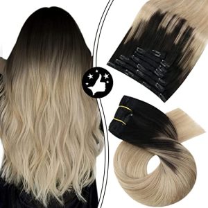 Clip-in-Extensions Moresoo Echthaar Balayage Remy Doppelt