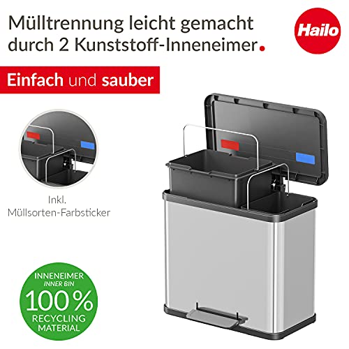 Doppel-Mülleimer Hailo Öko duo Plus L Mülltrenner 17 + 9 Liter