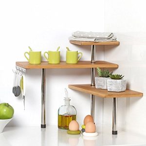 Eckregal 5Five Bamboo and Stainless Steel Corner Shelf Unit
