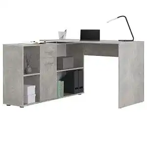 Eckschreibtisch IDIMEX Schreibtisch Carmen mit Regal, Betonoptik