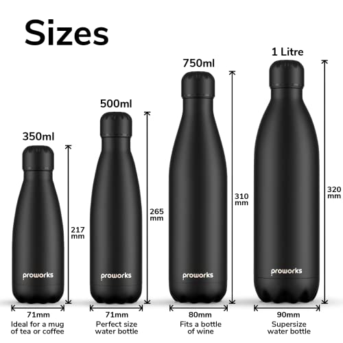 Edelstahl-Trinkflasche 1,5 Liter Proworks Edelstahl Isolierflasche