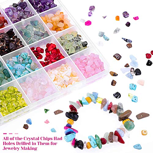 Edelsteinperlen cridoz Kristall-Chips u. Edelstein-Perlen 24 Farben
