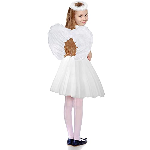 Engelsflügel YeahBoom Weiß Engel Kostüm mit Heiligenschein
