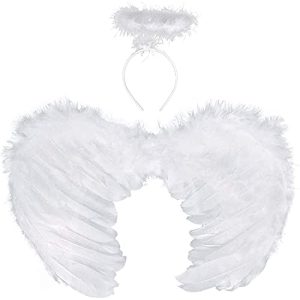 Engelsflügel YeahBoom Weiß Engel Kostüm mit Heiligenschein