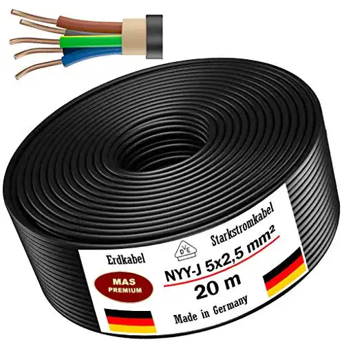 Erdkabel MAS-Premium, von 5m bis 100m NYY-J 5×2,5 mm²