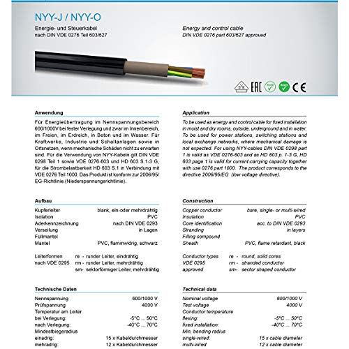 Erdkabel M&G Techno 25m NYY-J 5×2,5 mm² Elektrokabel