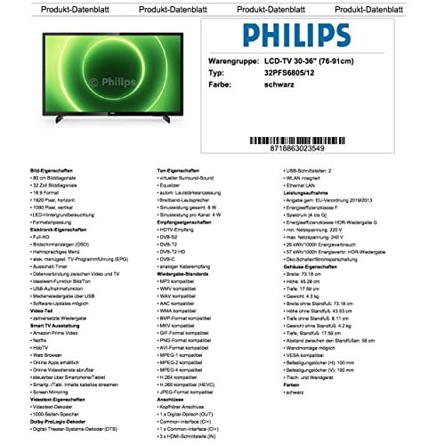 Fernseher bis 300 Euro Philips TV 32PFS6805/12 32-Zoll LED TV