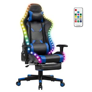Gaming-Stuhl mit Fußstütze COSTWAY 360°drehbar, 358 Lichtmodi