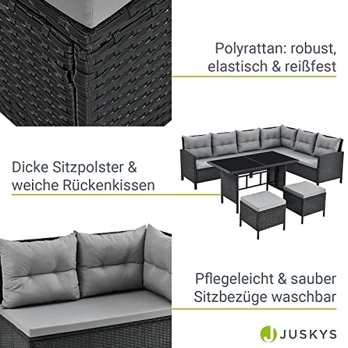 Gartenmöbel-Set Juskys Polyrattan Lounge Manacor schwarz
