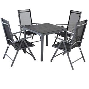 Gartentisch mit Stühlen Casaria Aluminium Sitzgruppe, Grau