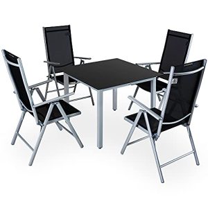 Gartentisch mit Stühlen Casaria Sitzgruppe Bern 4+1 Aluminium