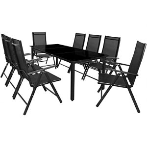 Gartentisch mit Stühlen Casaria Sitzgruppe Bern 8+1 Aluminium
