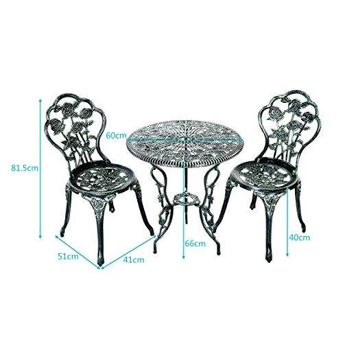 Gartentisch mit Stühlen COSTWAY 3tlg. Antik Bistroset