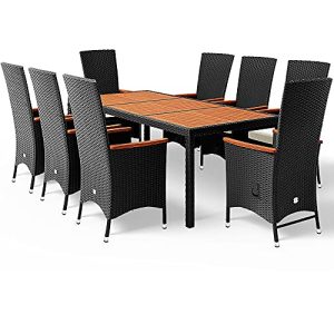 Gartentisch mit Stühlen Deuba Poly Rattan Sitzgruppe 8 Stühle