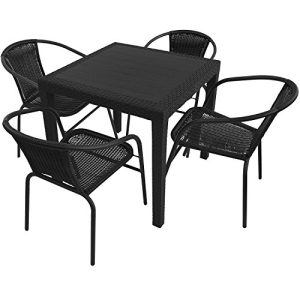 Gartentisch mit Stühlen Wohaga 5er-Set Rattan-Optik